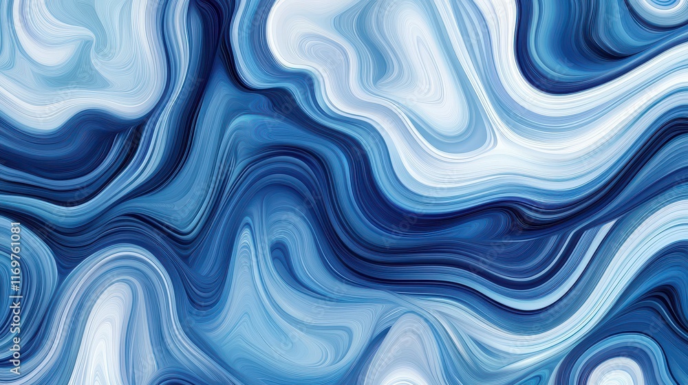 Fototapeta premium A trendy and fashionable seamless abstract pattern featuring flowing blue waves, creating a modern and stylish background with fluid lines and dynamic movement.