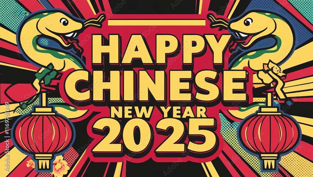 Fototapeta premium Celebrating the vibrant chinese new year 2025 a festive graphic design extravaganza