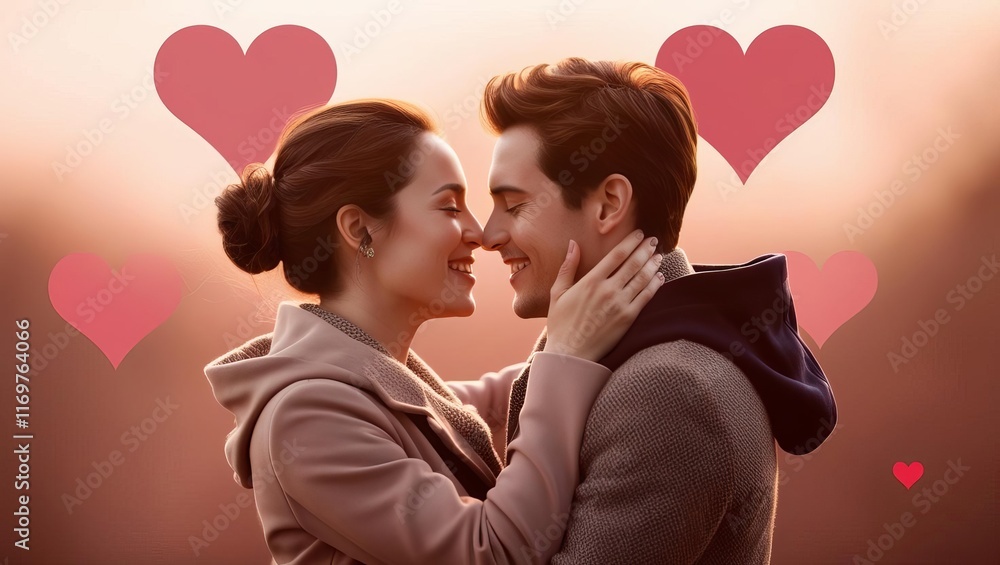 Romantic couple embracing at sunset love-themed photography soft lighting intimate view Romantic couple embracing at sunset love-themed photography soft lighting intimate view