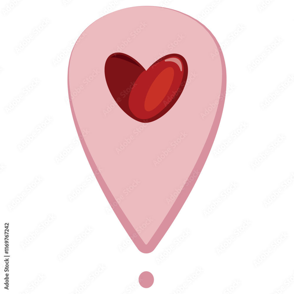 Original simple pink map icon for maps with a heart in the middle of the icon, Valentine's day design Original simple pink map icon for maps with a heart in the middle of the icon, Valentine's day design