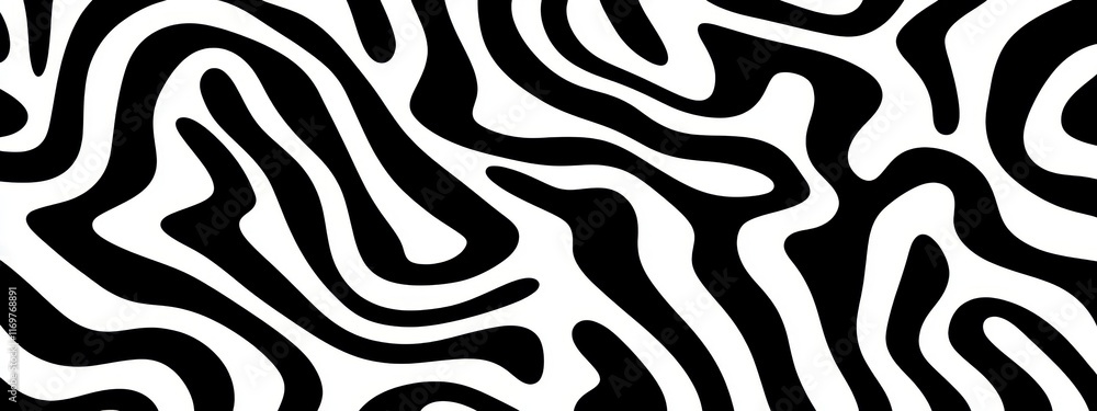 Abstract pattern, black and white stripes, organic curves, zebra-like texture, psychedelic swirls, optical illusion, fluid lines, wavy contours, hypnotic design, high contrast, seamless repeating patt Abstract pattern, black and white stripes, organic curves, zebra-like texture, psychedelic swirls, optical illusion, fluid lines, wavy contours, hypnotic design, high contrast, seamless repeating patt