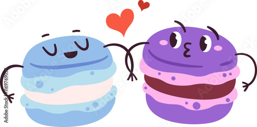 Macaroon Characters Lovely Couple