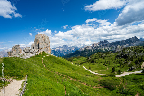 cinque torri and croda da lago in one picture photo