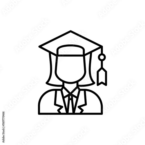 icon graduation student. 
female graduate in cap and gown. Suitable for educational, graduationthemed designs, and academic blogs, the asset.