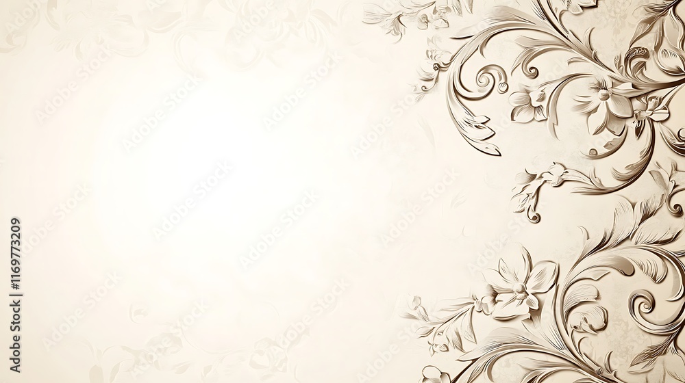 Elegant Floral Design Background With Ornate Swirls Elegant Floral Design Background With Ornate Swirls