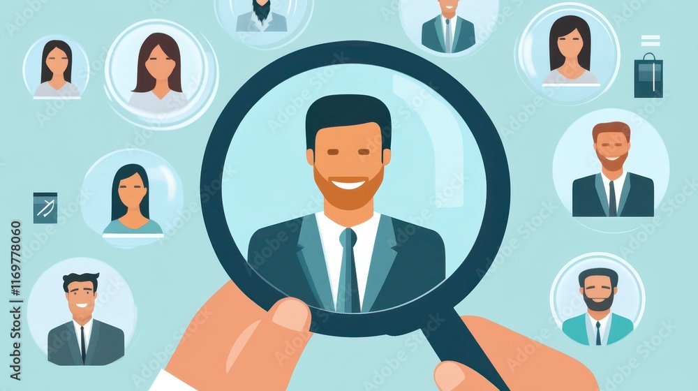 An image illustrating the concept of human resources and career recruitment, focusing on the process of matching talent with job opportunities. An image illustrating the concept of human resources and career recruitment, focusing on the process of matching talent with job opportunities.