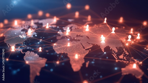 An image illustrating a global network structure with data exchanges and customer connections, highlighting the concept of Customer Relationship Management (CRM) within a social network context. photo