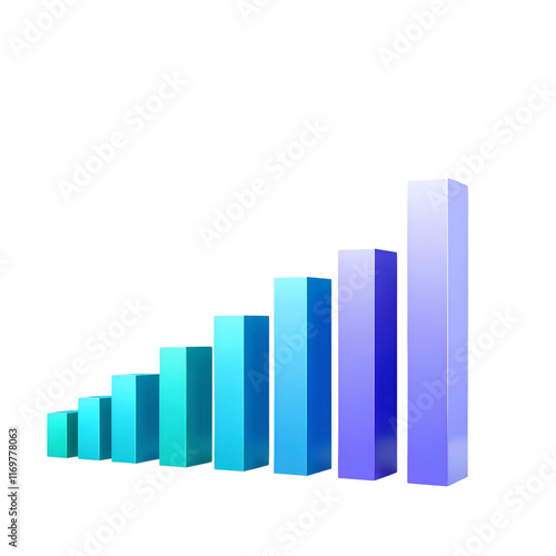Free Download blue gradient 3d bar chart illustration, high quality png isolated on transparent background - GFXLoad