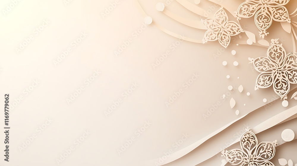Fototapeta premium Elegant Beige Paper Flowers Design Background