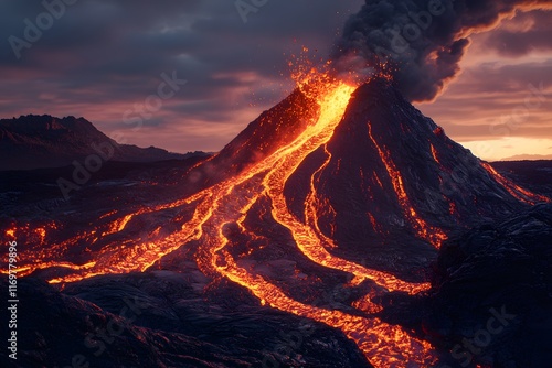 Volcanic Eruption at Sunset photo