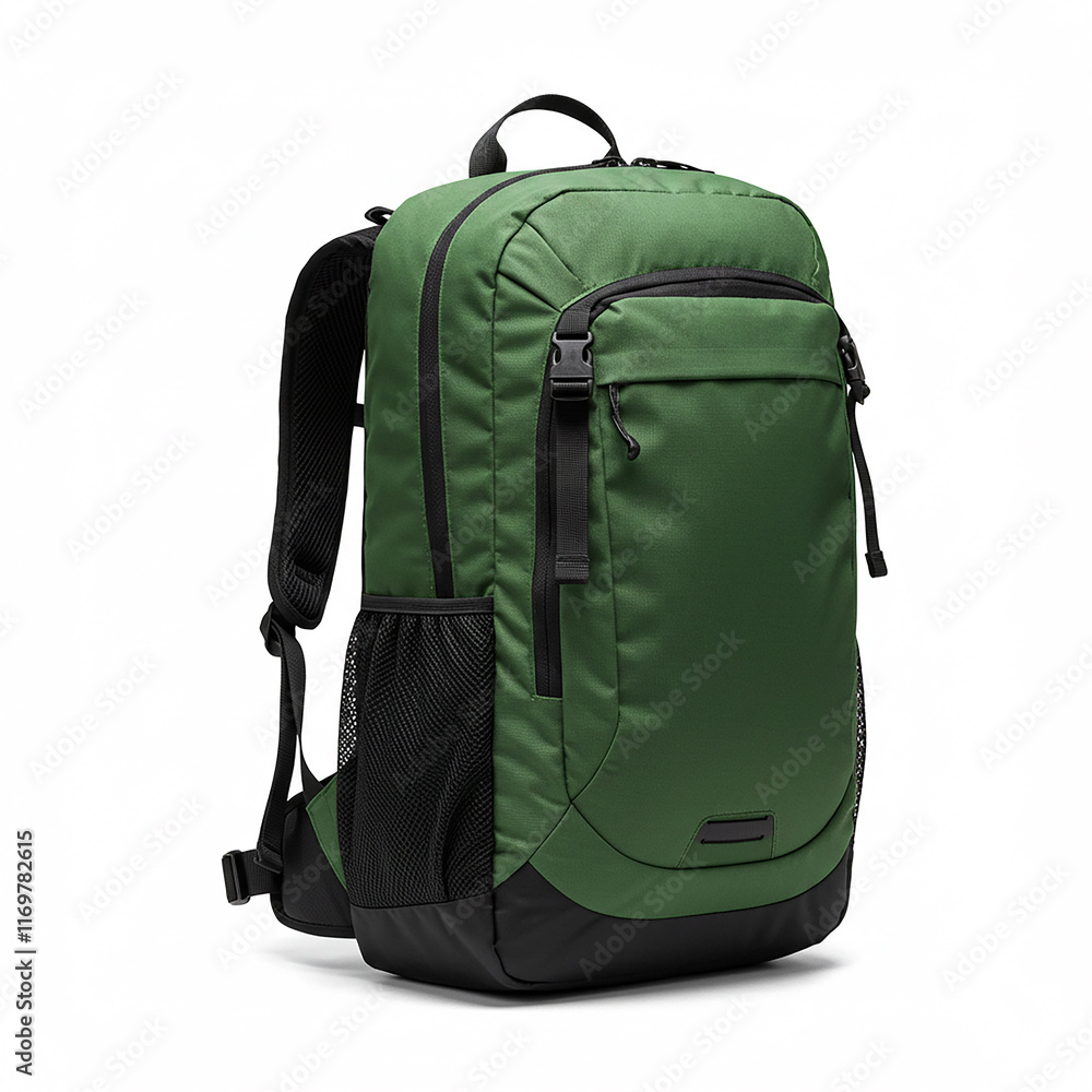 Naklejka premium Green Backpack Travel Bag Hiking Rucksack Outdoor Gear School Bag College Backpack Casual Daypack
