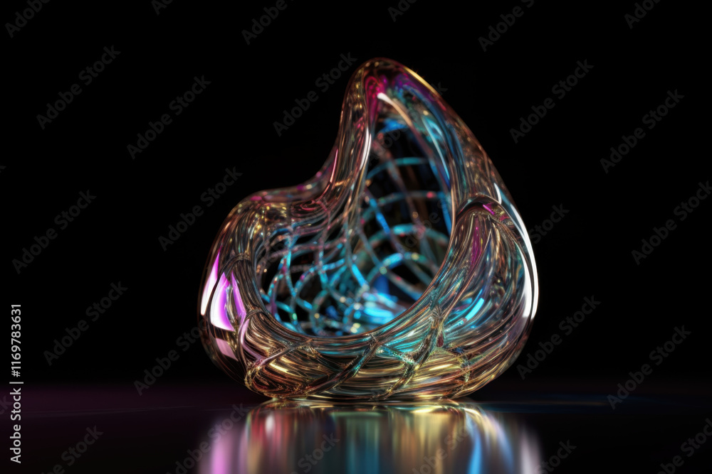 Fototapeta premium Crystal Sculpture with Rainbow Reflections, Abstract Art