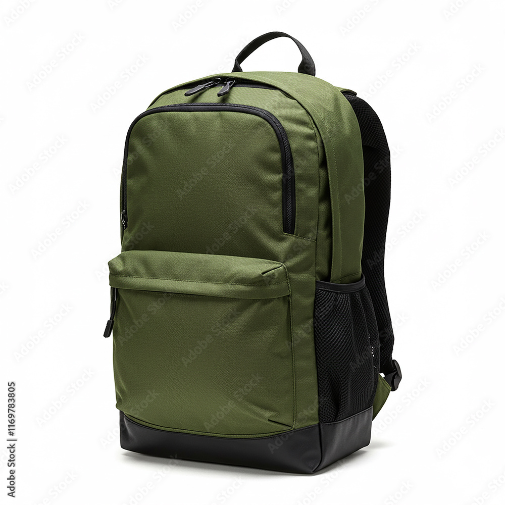 Naklejka premium Olive Green Backpack Casual Travel Bag School Bag Hiking Rucksack