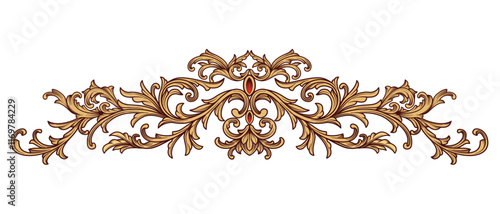 Luxury gold Vintage Baroque Victorian ornamental. Filigree frame border floral ornament leaf scroll engraved retro flower pattern decorative design. Retro Decoration element for interior design