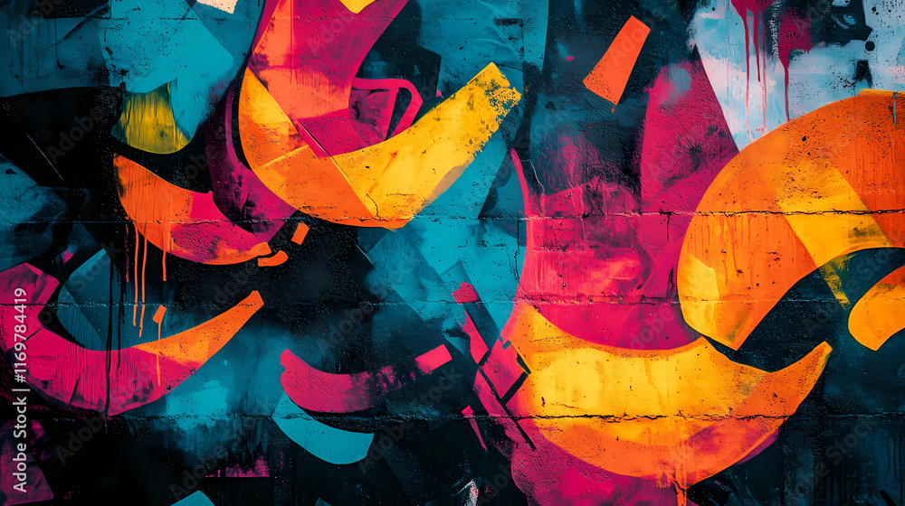 Urban Graffiti Design with Vibrant Overlapping Colors Urban Graffiti Design with Vibrant Overlapping Colors
