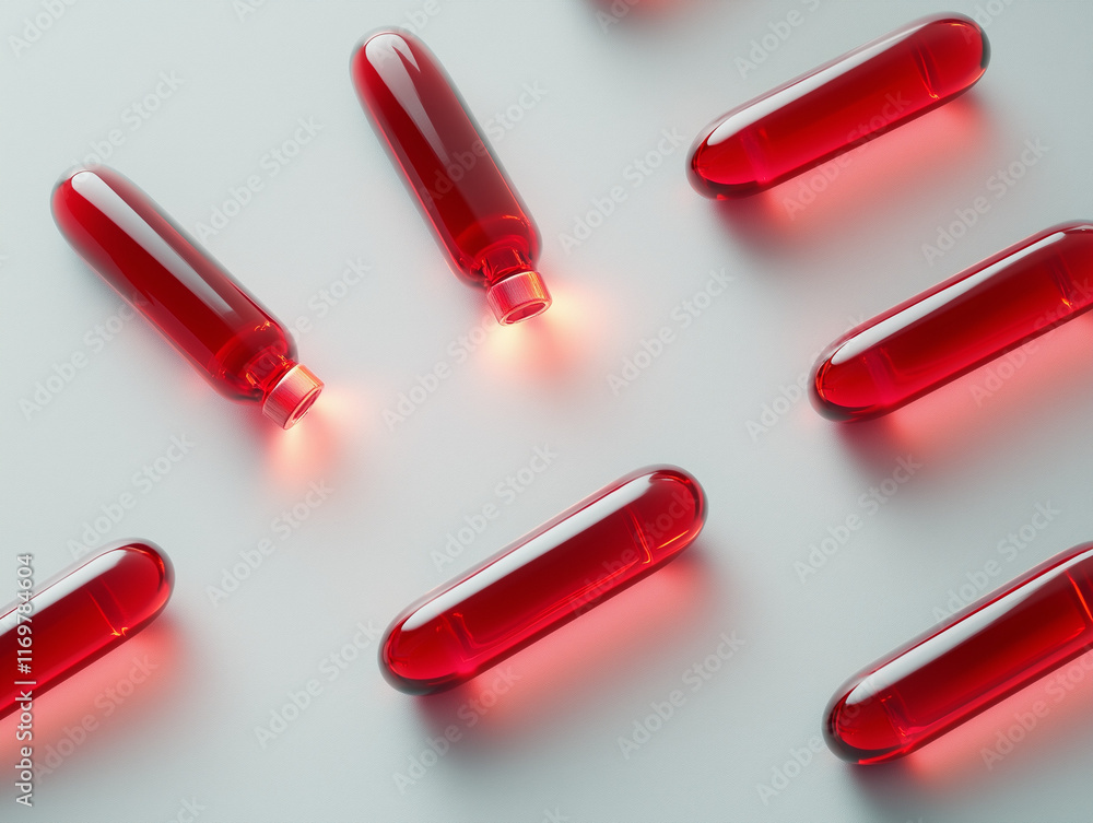 Blood Vials Lined Up on a Light Gray Background Blood Vials Lined Up on a Light Gray Background