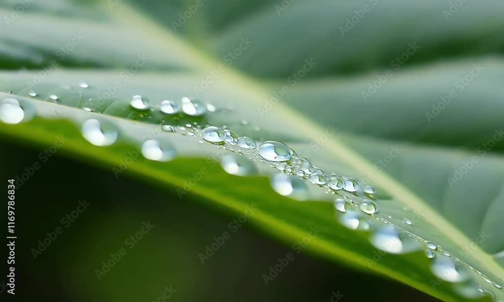 Close-up of a leaf with water droplets, showcasing nature's beauty and detail. Close-up of a leaf with water droplets, showcasing nature's beauty and detail.