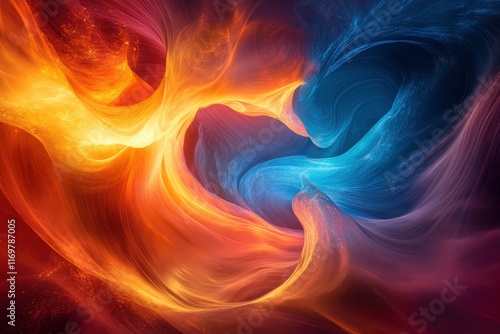 In the mesmerizing Antelope Canyon, an otherworldly landscape unfolds as vibrant red rock formations swirl and twist in perfect harmony with nature's palette. with light orange and dark blue hues