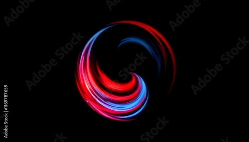 Dynamic Red and Blue Light Swirls: Abstract Energy Artwork