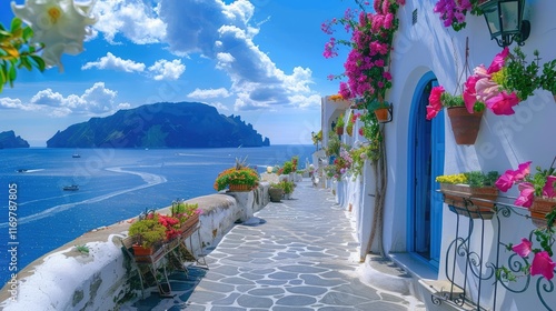 Captivating View of Panarea Island's Bright and Colourful Mediterranean Architecture in Sicilia, Italy photo