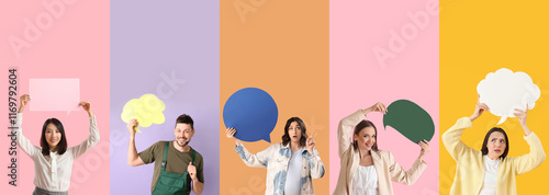 Set of people with blank sp...