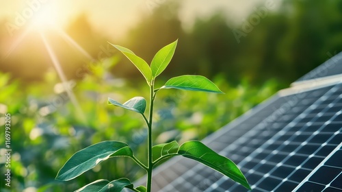 A banner showcasing green energy, emphasizing environmental protection and the use of renewable, sustainable energy sources. photo