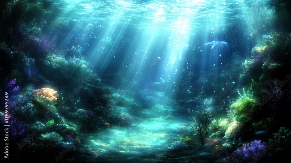 Obraz premium Serene Underwater Landscape with Soft Ambient Light
