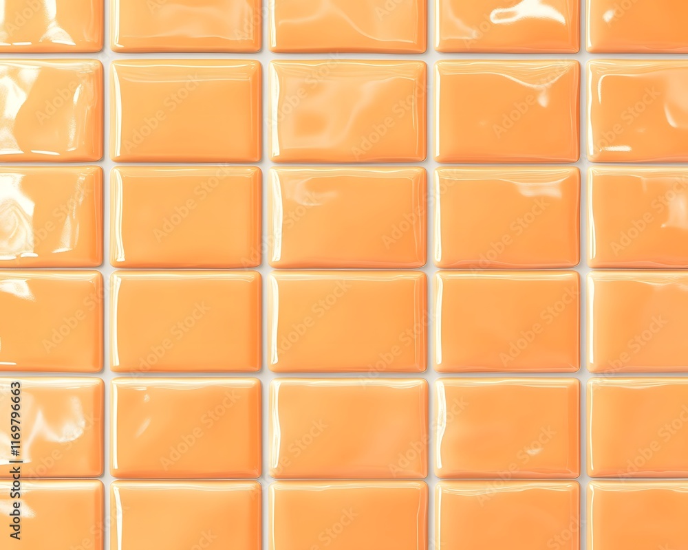 Naklejka premium Grid of Glossy Light Orange Rectangular Tiles