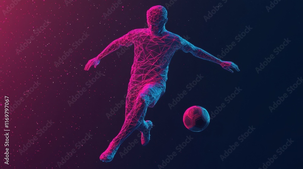 Futuristic Soccer Player in Digital Art Style with Soccer Ball Futuristic Soccer Player in Digital Art Style with Soccer Ball