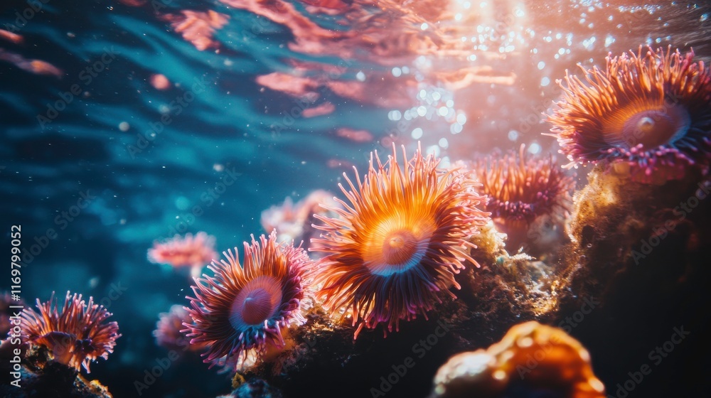 Fototapeta premium Underwater Anemones Blooming with Artistic Flair