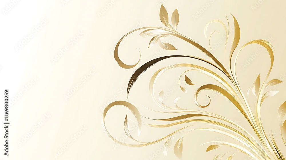 Elegant Golden Floral Design On Beige Background Elegant Golden Floral Design On Beige Background