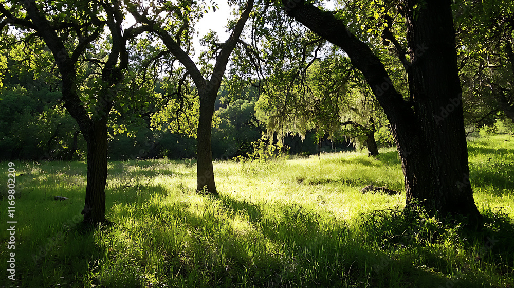 A field of trees with a bright sun shining on them. generated using AI A field of trees with a bright sun shining on them. generated using AI