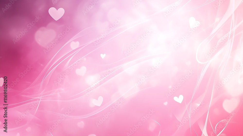 Abstract Pink Background with Hearts and Soft Waves Abstract Pink Background with Hearts and Soft Waves