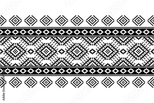 Geometric ethnic oriental seamless pattern traditional Design for background,carpet,wallpaper.clothing,wrapping,Batik fabric,Vector illustration.embroidery style - Sadu, sadou, sadow or sado