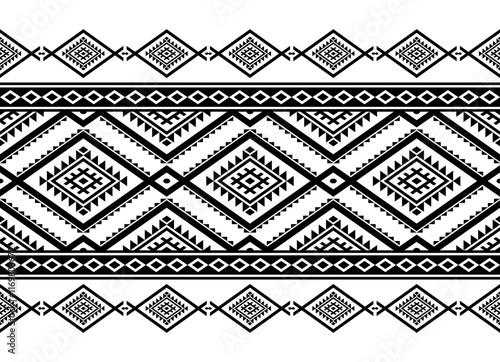 Geometric ethnic oriental seamless pattern traditional Design for background,carpet,wallpaper.clothing,wrapping,Batik fabric,Vector illustration.embroidery style - Sadu, sadou, sadow or sado