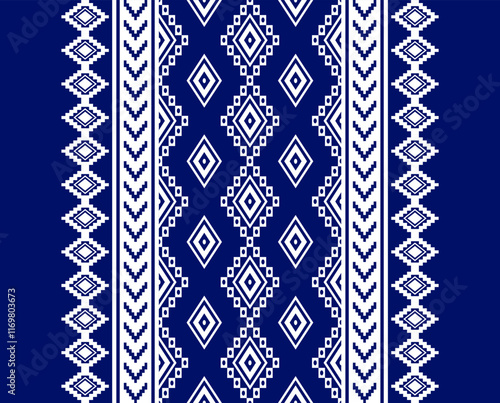 Geometric ethnic oriental seamless pattern traditional Design for background,carpet,wallpaper.clothing,wrapping,Batik fabric,Vector illustration.embroidery style - Sadu, sadou, sadow or sado