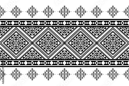 Geometric ethnic oriental seamless pattern traditional Design for background,carpet,wallpaper.clothing,wrapping,Batik fabric,Vector illustration.embroidery style - Sadu, sadou, sadow or sado