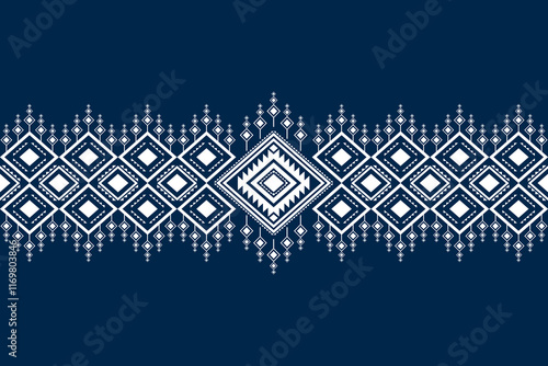 Geometric ethnic oriental seamless pattern traditional Design for background,carpet,wallpaper.clothing,wrapping,Batik fabric,Vector illustration.embroidery style - Sadu, sadou, sadow or sado