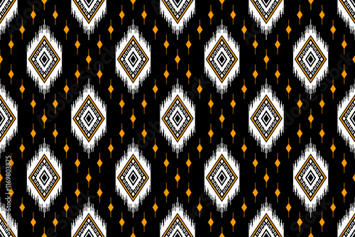 Geometric ethnic oriental seamless pattern traditional Design for background,carpet,wallpaper.clothing,wrapping,Batik fabric,Vector illustration.embroidery style - Sadu, sadou, sadow or sado