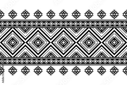 Geometric ethnic oriental seamless pattern traditional Design for background,carpet,wallpaper.clothing,wrapping,Batik fabric,Vector illustration.embroidery style - Sadu, sadou, sadow or sado