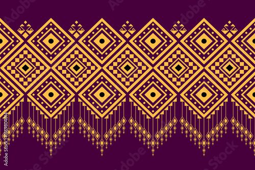 Geometric ethnic oriental seamless pattern traditional Design for background,carpet,wallpaper.clothing,wrapping,Batik fabric,Vector illustration.embroidery style - Sadu, sadou, sadow or sado