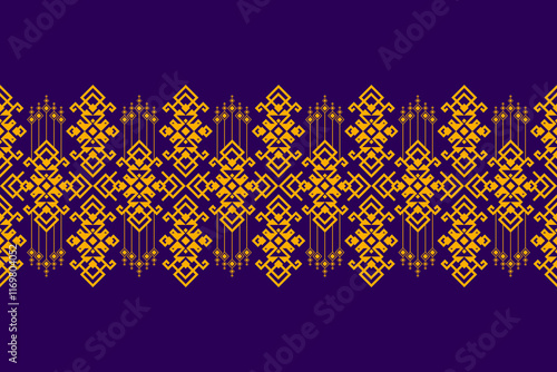 Geometric ethnic oriental seamless pattern traditional Design for background,carpet,wallpaper.clothing,wrapping,Batik fabric,Vector illustration.embroidery style - Sadu, sadou, sadow or sado