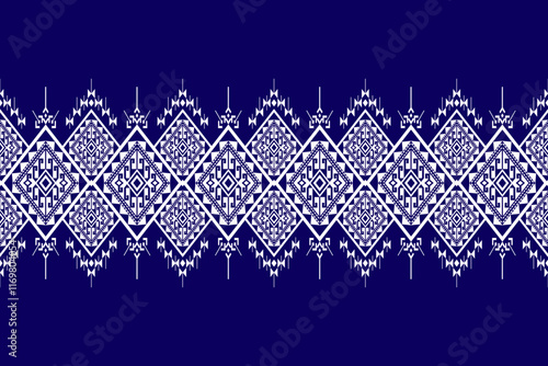 Geometric ethnic oriental seamless pattern traditional Design for background,carpet,wallpaper.clothing,wrapping,Batik fabric,Vector illustration.embroidery style - Sadu, sadou, sadow or sado