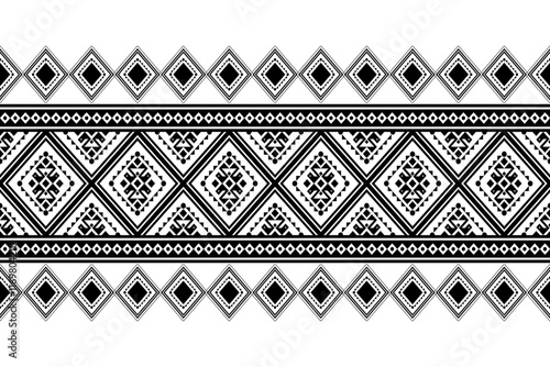 Geometric ethnic oriental seamless pattern traditional Design for background,carpet,wallpaper.clothing,wrapping,Batik fabric,Vector illustration.embroidery style - Sadu, sadou, sadow or sado