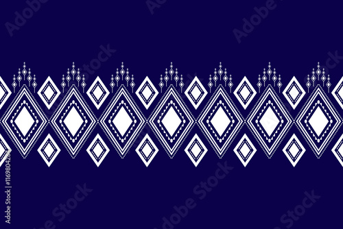 Geometric ethnic oriental seamless pattern traditional Design for background,carpet,wallpaper.clothing,wrapping,Batik fabric,Vector illustration.embroidery style - Sadu, sadou, sadow or sado