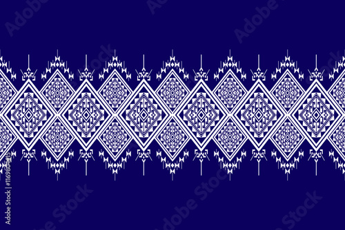 Geometric ethnic oriental seamless pattern traditional Design for background,carpet,wallpaper.clothing,wrapping,Batik fabric,Vector illustration.embroidery style - Sadu, sadou, sadow or sado