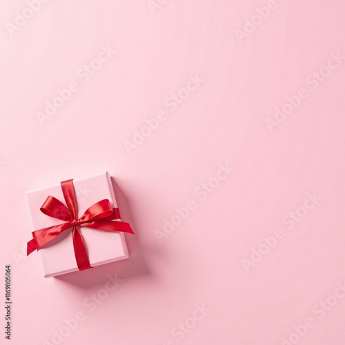 Wallpaper Mural Elegant pink gift box with red ribbon on soft pink background, perfect for mother's day celebration concept Torontodigital.ca