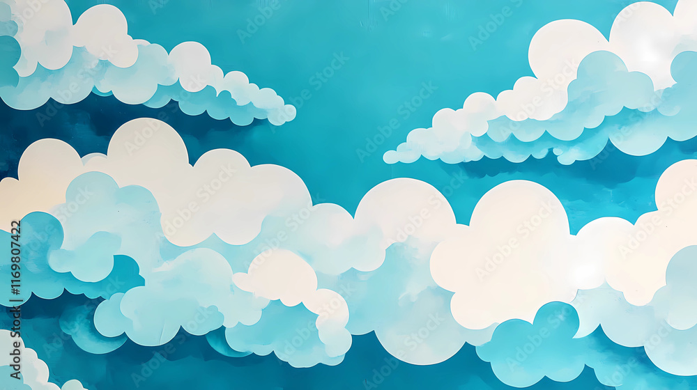 Whimsical Cloudscape with Overlapping Fluffy Clouds Whimsical Cloudscape with Overlapping Fluffy Clouds