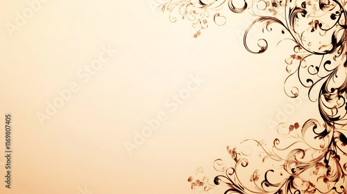 Elegant Brown Floral Design on Beige Background