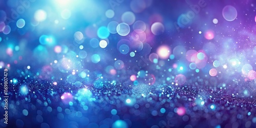 Blue and purple galaxy, minimalist bokeh. Glowing particles paint an abstract cosmic nebula.